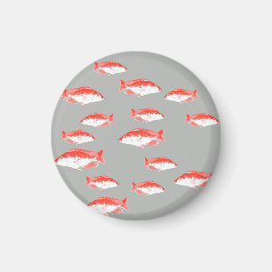Red and grey fish magnet