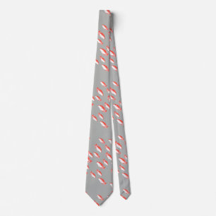 Red and grey fish neck tie