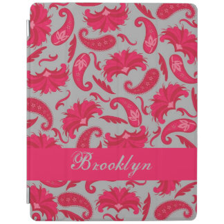 Red and Grey Gray Paisley Name Personalized iPad Smart Cover