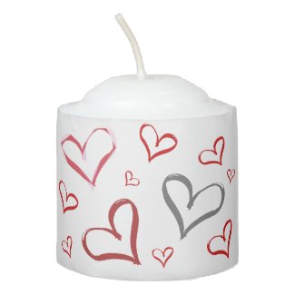 Red And Grey Hearts Votive Candle