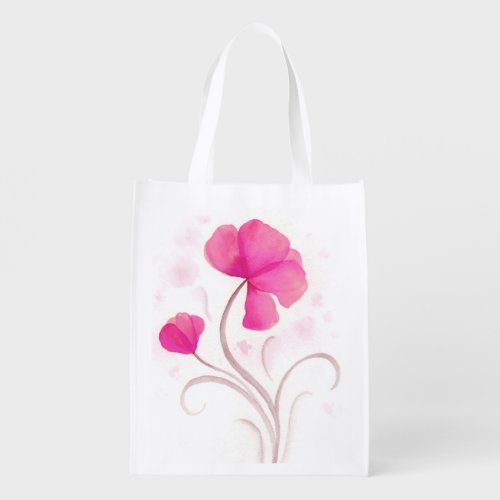 Red and grey wildflower abstract watercolor bag