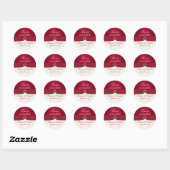 Red and Ivory Damask 1.5" Round Wedding Sticker (Sheet)