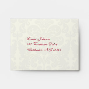 Red and Ivory Damask A2 Envelope for Reply Card