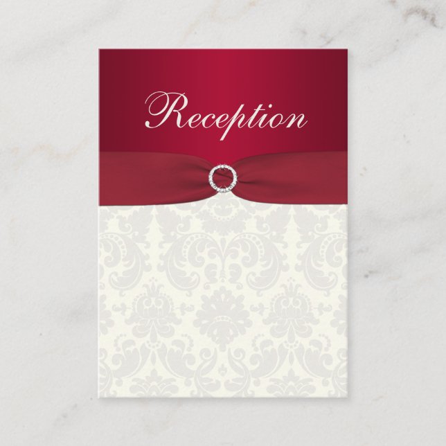 Red and Ivory Damask Enclosure Card (Front)