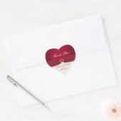 Red and Ivory Damask Heart-shaped Wedding Sticker (Envelope)