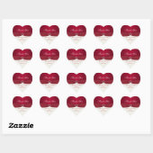Red and Ivory Damask Heart-shaped Wedding Sticker (Sheet)
