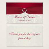 Red and Ivory Damask Wedding Favor Tag (Front & Back)