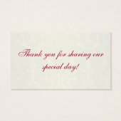 Red and Ivory Damask Wedding Favor Tag (Back)