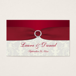 Red and Ivory Damask Wedding Favor Tag