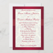 Red and Ivory Damask Wedding Invitation (Back)