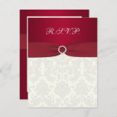 Red and Ivory Damask Wedding Reply Card (Front/Back)