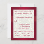 Red and Ivory Damask Wedding Reply Card (Back)