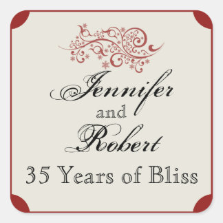 Red and Ivory Filigree Scroll Envelope Seal