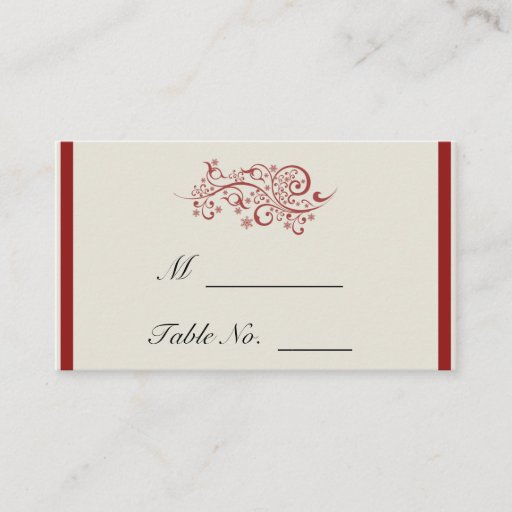 Customizable Red and Ivory Filigree Vintage Wedding Place Cards Business Card Template