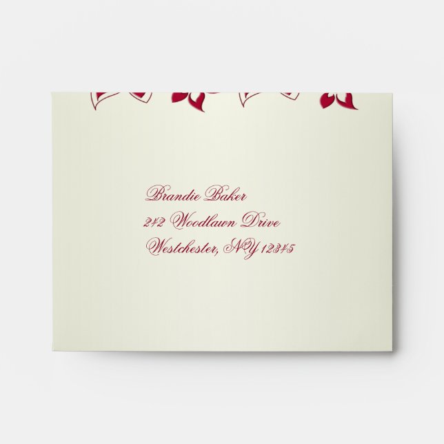 Red and Ivory Floral A2 Envelope for Reply Card (Front)