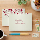 Red and Ivory Floral A2 Envelope for Reply Card (Desk)