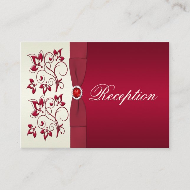 Red and Ivory Floral Enclosure Card (Front)
