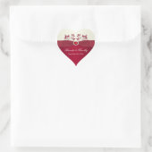 Red and Ivory Floral Heart Shaped Sticker (Bag)