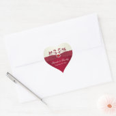 Red and Ivory Floral Heart Shaped Sticker (Envelope)