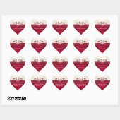 Red and Ivory Floral Heart Shaped Sticker (Sheet)