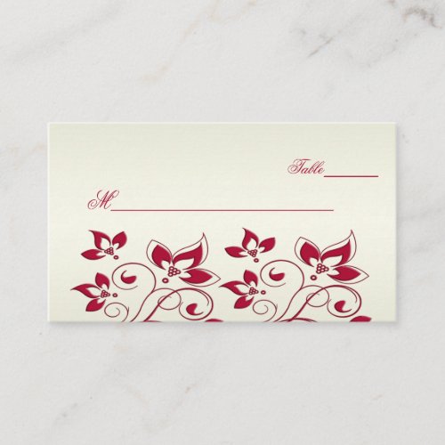 Red and Ivory Floral Placecards Business Cards