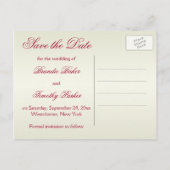 Red and Ivory Floral Save the Date Announcement Postcard (Back)