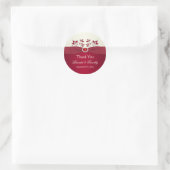 Red and Ivory Floral Thank You Wedding Sticker (Bag)