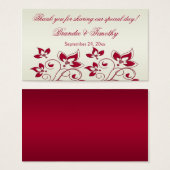 Red and Ivory Floral Wedding Favor Tag (Front & Back)