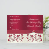 Red and Ivory Floral Wedding Program (Standing Front)