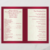 Red and Ivory Floral Wedding Program (Back)