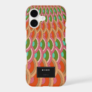 Red And Jade Art Deco Vintage Scallop Pattern Fan iPhone 17 Case
