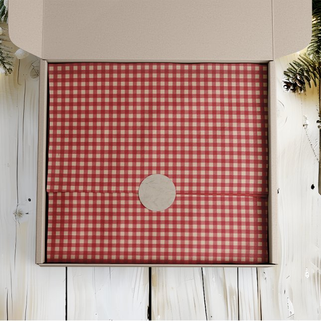Red and Kraft Country Gingham Christmas  Tissue Paper (Creator Uploaded)