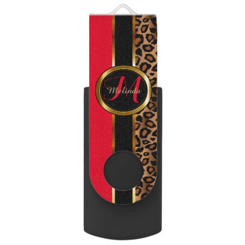 Red and Leopard Animal Skin Flash Drive