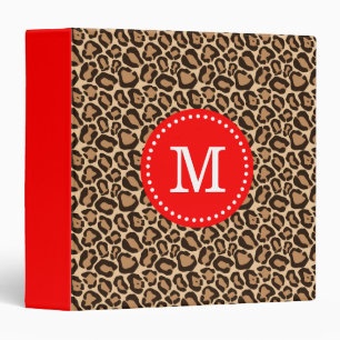 Red and Leopard Print Custom Monogram Binder