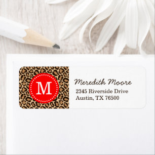 Red and Leopard Print Custom Monogram Label