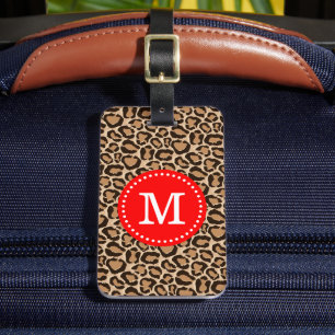 Red and Leopard Print Custom Monogram Luggage Tag