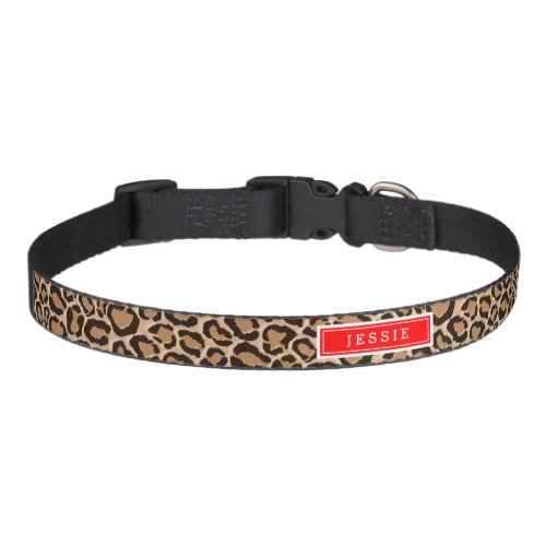 Red and Leopard Print Custom Monogram Pet Collar