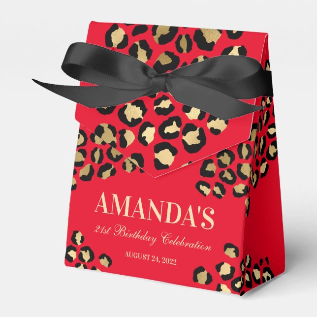 Red and Leopard Print Favor Box (Front Side)
