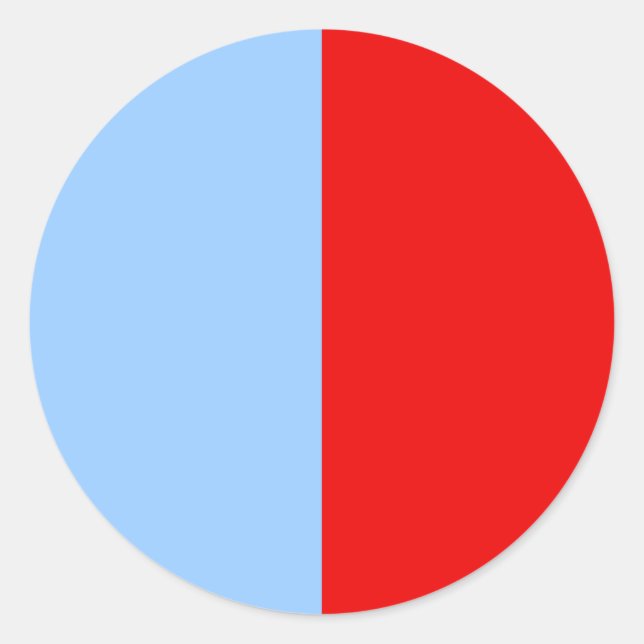 Red and Light Blue Color Block Classic Round Sticker (Front)