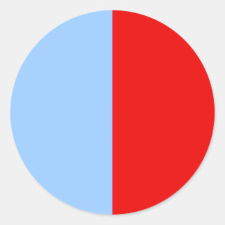 Red and Light Blue Color Block Classic Round Sticker