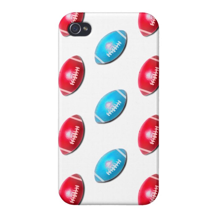 Red and Light Blue Football Pattern Cover For iPhone 4