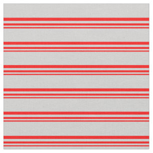 Red and Light Gray Colored Lined/Striped Pattern Fabric