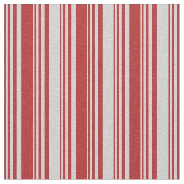 Red and Light Gray Striped/Lined Pattern Fabric (Close Up)