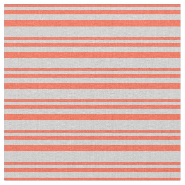 Red and Light Gray Striped/Lined Pattern Fabric (Close Up)