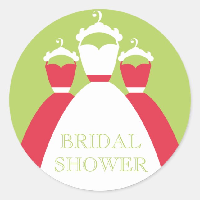 Red And Light Green Bridal Shower Gift Seals (Front)