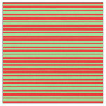 [ Thumbnail: Red and Light Green Colored Lined Pattern Fabric ]