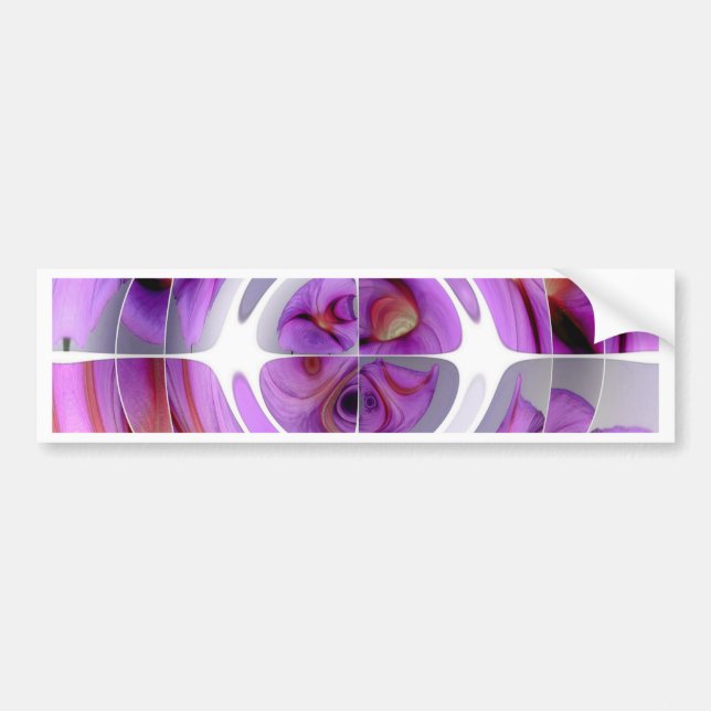 Red and Lilac Abstract Collage Bumper Sticker (Front)