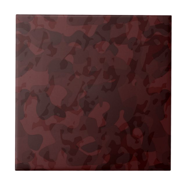 Red and Maroon Camo abstract Ceramic Tile (Front)