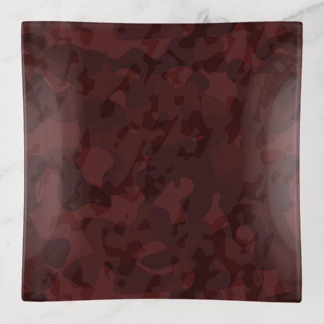 Red and Maroon Camo abstract Trinket Tray (Front)