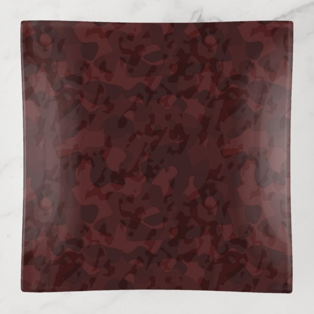 Red and Maroon Camo abstract Trinket Tray (Front)